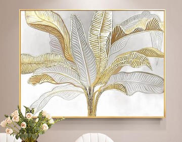 Textura de decoración de pared de hoja de plata dorada Pinturas al óleo